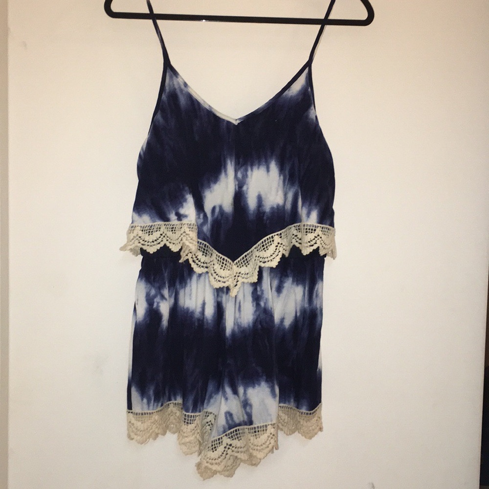Royal blue tie dye romper size medium